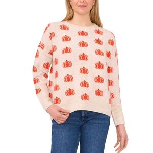 Women’s Cream & Orange Pumpkin Print Sweater